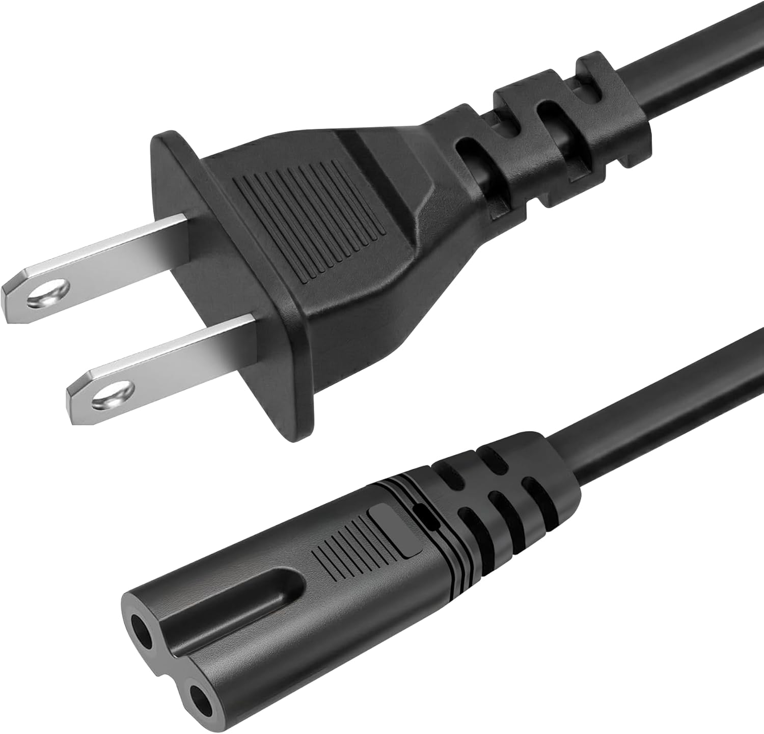 AC 2 Prong C8 Power Cord 5ft Standard 2-Slot for TV PS4 PS5 Speaker Monitor Xbox Wall Power Cable Replacement