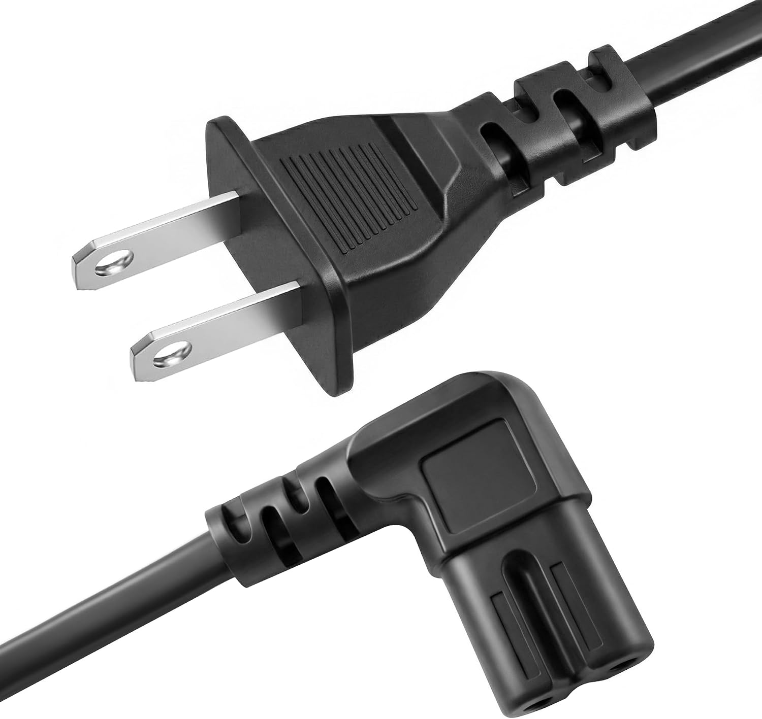 AC 90 Degree Right Angle 2 Prong TV Power Cord Replacement 5ft L Shaped Angled IEC C7 TV Cable for Samsung, LG