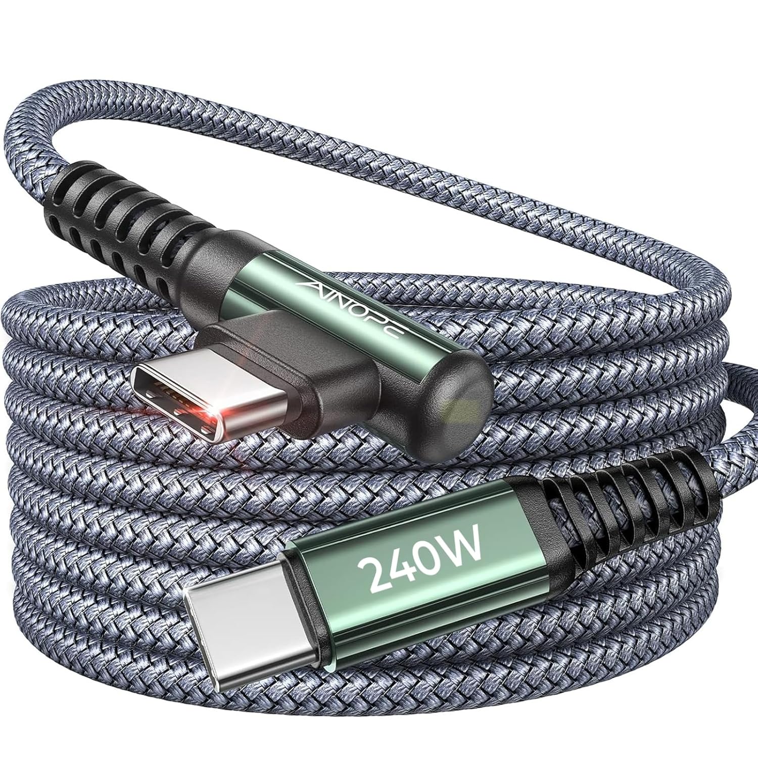 AINOPE 240W USB C to USB C Cable [10FT] Right Angle C to C Cable | Fast Charging Phone Charger USBC to USBC Fi