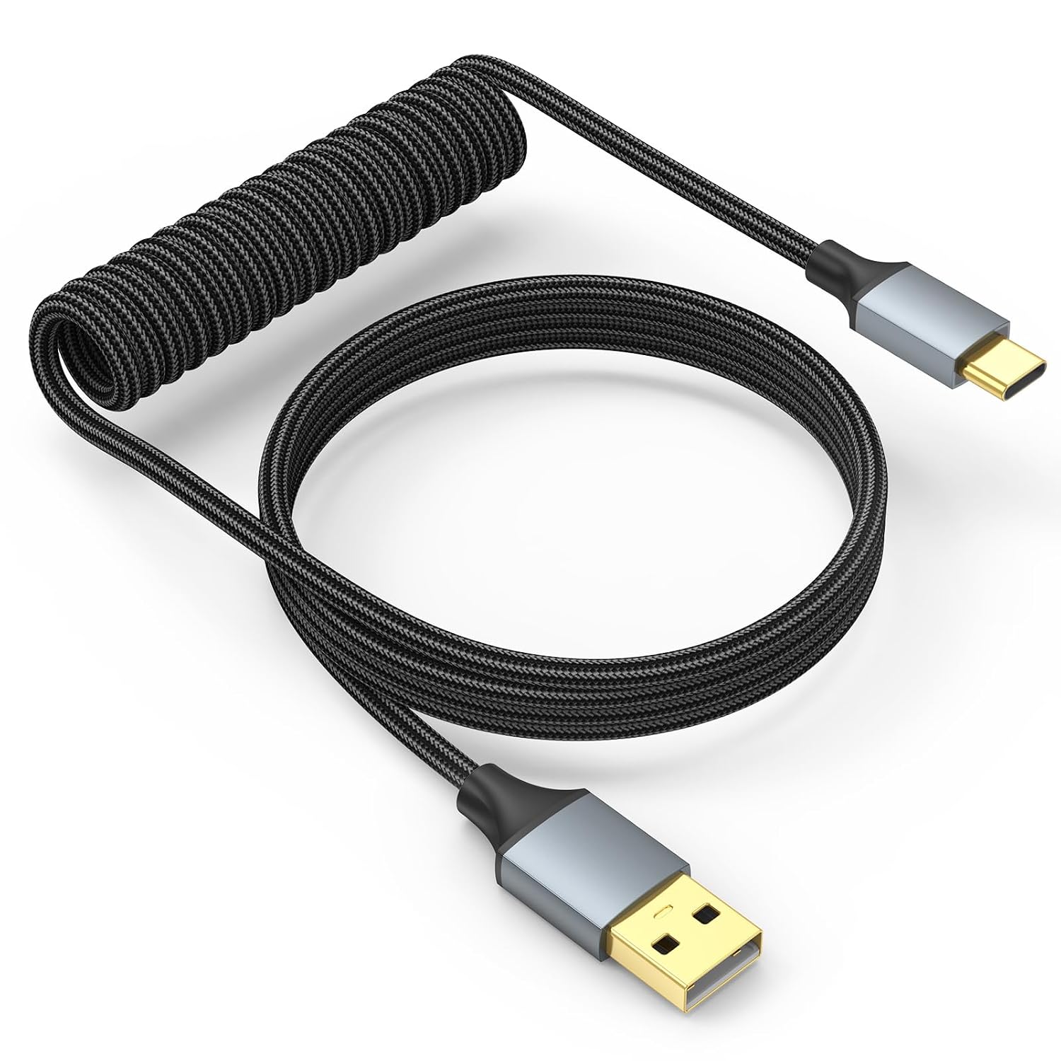Coiled Keyboard Cable, USB C to USB A Cable for Gaming Keyboard, 5FT