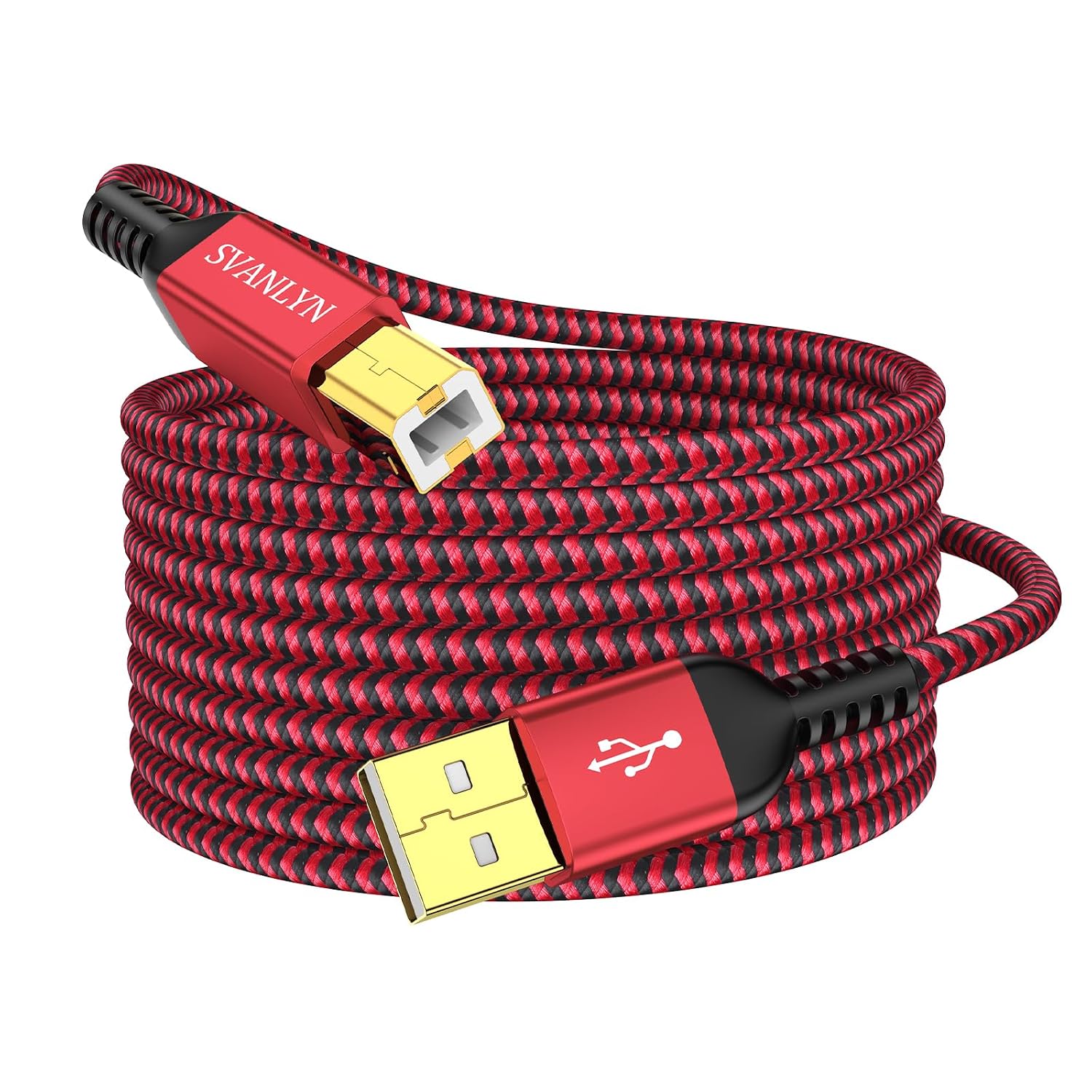 SVANLYN Printer Cable 6 FT, USB A to B 2.0 Printer Cable High-Speed Nylon Braided USB MIDI Cord Compatible wit
